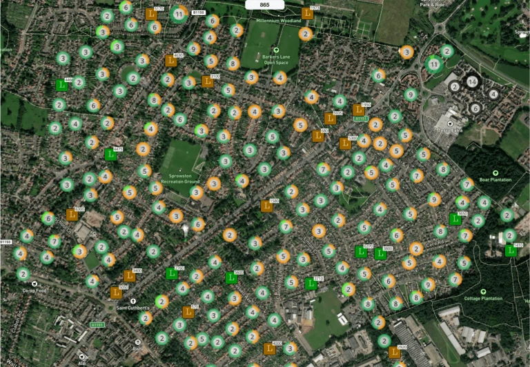 AMP map view with live clickable assets